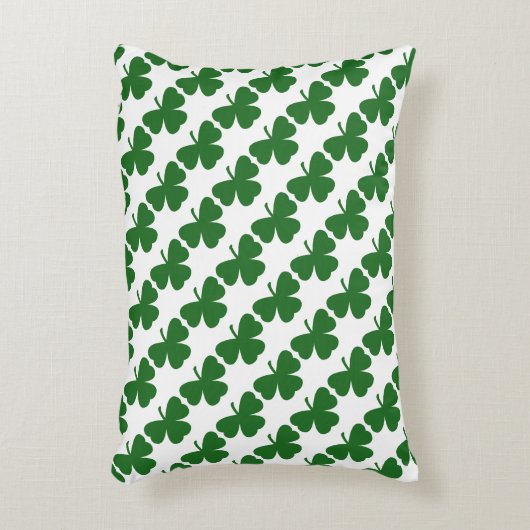 グリーンシャームクロックスセントパトリックの日クローバーパターン アクセントクッション (正面(垂直))