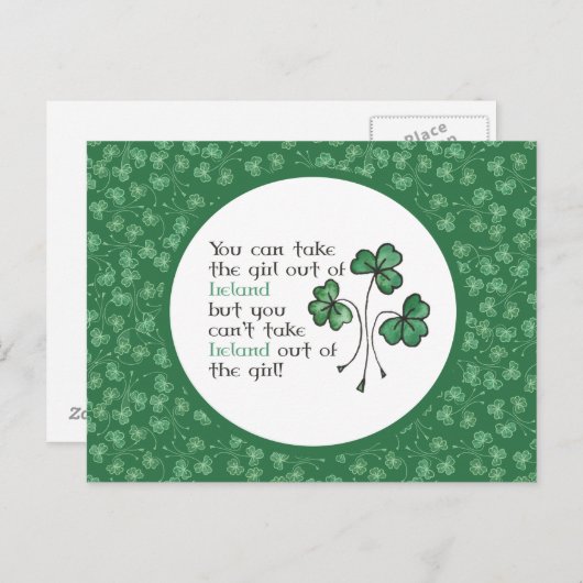 グリーンシャームロックアイリッシュガール引用文はがき ポストカード (正面/裏面)