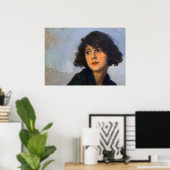 グリーンショール付き女性、キプリエンユージェーンブレット ポスター (ホームオフィス)