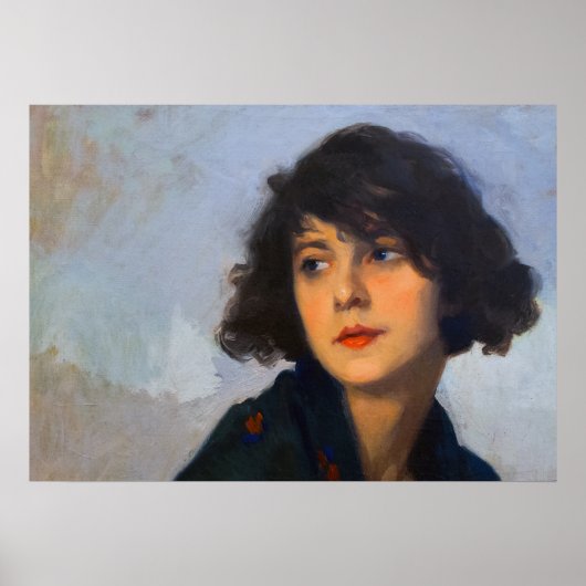 グリーンショール付き女性、キプリエンユージェーンブレット ポスター (正面)