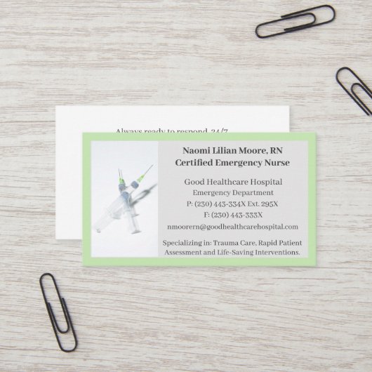 グリーンシリンジヘルスケア登録ナースRN 名刺 (正面/裏面インサイチュ)