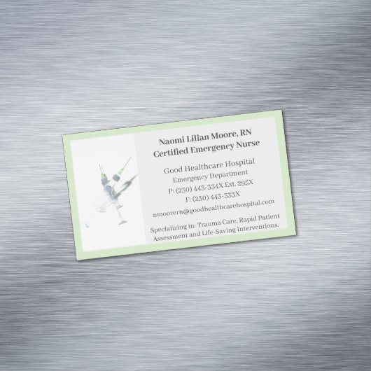 グリーンシリンジ医療登録ナース マグネット名刺 (インサイチュ)