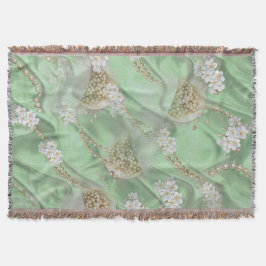 グリーンシルク&アイボリーシャンペーンパール スローブランケット