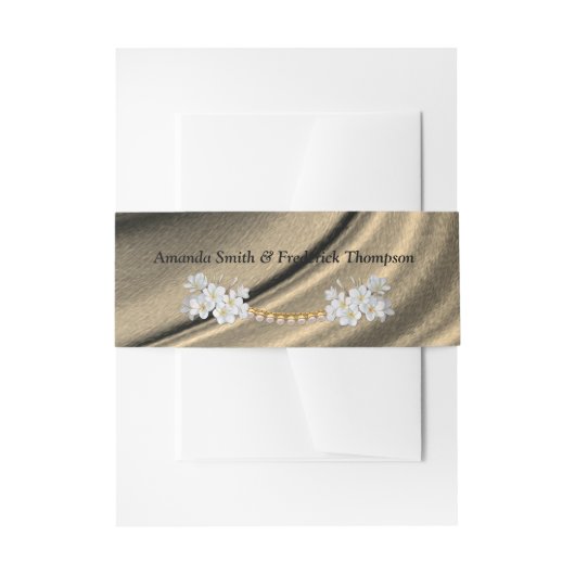 グリーンシルク&アイボリーパールズベリーバンド 招待状ベリーバンド (正面例)