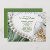 グリーンシルク&アイボリーパールリハーサルディナー 招待状 (正面/裏面)