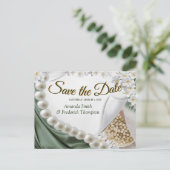 グリーンシルク&アイボリーパール保存日 案内ポストカード (スタンド正面)