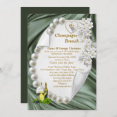 グリーンシルク&アイボリー梨ウェディングシャワー招待状 招待状 (正面/裏面)