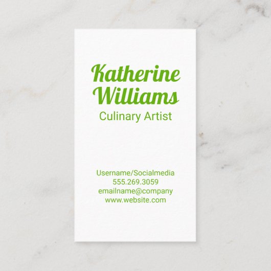 グリーンシルバーウェアモダンレストランロゴ 名刺 (裏面)