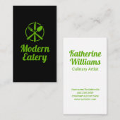 グリーンシルバーウェアモダンレストランロゴ 名刺 (正面/裏面)