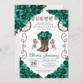 グリーンシルバーウエスタンチャラブーツキンセアニラ 招待状 (正面/裏面)