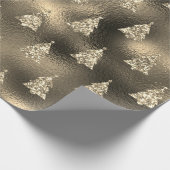 グリーンシルバーグリッタークリスマスツリーグラム ラッピングペーパー (角)