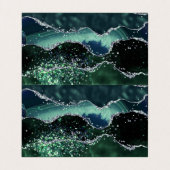 グリーンシルバーグリッター大理石の宝石畳み 名刺 (内部フラット)