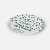 グリーンシルバーコンフェッティ卒業式 2025 ペーパープレート (アングル)