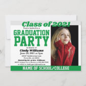 グリーンシルバースクールカラーズ写真卒業 招待状 (正面)