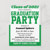 グリーンシルバースクールカラーズ卒業招待状 案内ポストカード (正面)