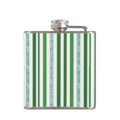グリーンシルバーストライプグリッターモノグラムのカスタム フラスク (裏面)