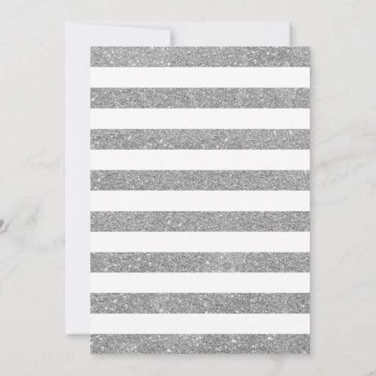 グリーンシルバーストライプホワイトフローラ50誕生日 招待状 (裏面)