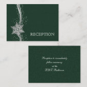 グリーンシルバースノーフレークウェディングレセプション招待状 エンクロージャーカード (正面/裏面)