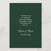 グリーンシルバースノーフレーク冬のウェディングメニューカード メニュー (裏面)