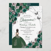 グリーンシルバーバタフライプリンセスキンセアニェラ 招待状 (正面/裏面)