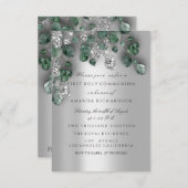 グリーンシルバーファースト聖餐式クリスチャン・クロス 招待状 (正面/裏面)