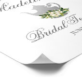 グリーンシルバーブライダルシャワーティーパーティーへようこそ ポスター (角)