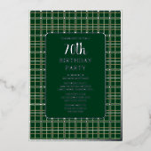 グリーンシルバー幾何学模様70カスタム歳の誕生日パーティー 箔招待状 (正面)