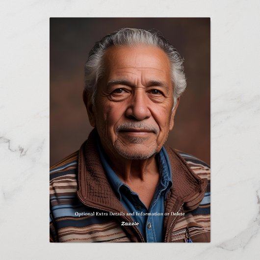 グリーンシルバー幾何学模様70カスタム歳の誕生日パーティー 箔招待状 (裏面)