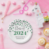 グリーンシルバー紙吹雪卒業2024 ペーパープレート (パーティー)