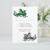 グリーンシルバー結婚ドラゴンの応答カード 出欠カード (スタンド正面)