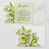 グリーンシンビジウムオーキッドウェディングレセプションインサート エンクロージャーカード (正面/裏面)