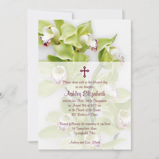 グリーンシンビジウムオーキッドファースト招待状 招待状 (正面)