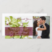 グリーンシンビジウム結婚オーキッド感謝フォトカード サンキューカード (正面/裏面)
