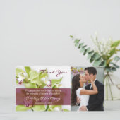 グリーンシンビジウム結婚オーキッド感謝フォトカード サンキューカード (スタンド正面)