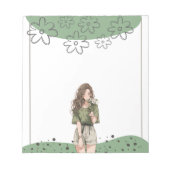 グリーンシンプルアニメかわいいボホメモ帳 ノートパッド (正面)