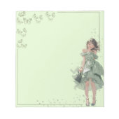 グリーンシンプルアニメかわいいボホメモ帳 ノートパッド (正面)