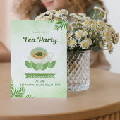 グリーンシンプルウォーターカラーティーパーティの招待状 招待状