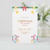 グリーンシンプルクリスマスイブディナーパーティー 招待状 (スタンド正面)