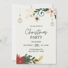 グリーンシンプルクリスマスパーティー 招待状