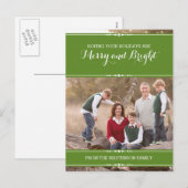 グリーンシンプルシックホリデーフォトポストカード シーズンポストカード (正面/裏面)