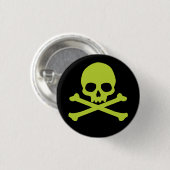 グリーンシンプルスカルとクロスボーン 缶バッジ (正面&裏面)