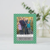 グリーンシンプルスノーフレークホリデーフォトポストカード シーズンポストカード (スタンド正面)