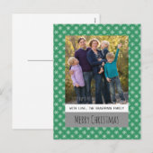 グリーンシンプルスノーフレークホリデーフォトポストカード シーズンポストカード (正面/裏面)