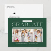 グリーンシンプルタイポグラフィフォトコラージュ卒業 ポストカード (正面/裏面)