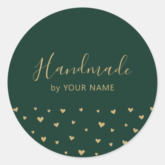 グリーンシンプルハート可愛いパッケージシール ラウンドシール (正面)