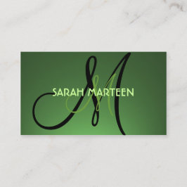 グリーンシンプルフェードテーマモノグラムカスタムカード 名刺
