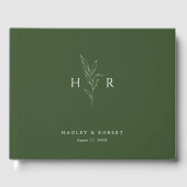グリーンシンプルミニマルモノグラム植物体結婚体 ゲストブック (正面)