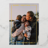 グリーンシンプルモダンゴールドフォイル縁どホリーカード 箔シーズンカード (正面)