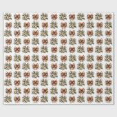 グリーンシンプルリース金ゴールドテラコッタクリスマスボウ ラッピングペーパー (フラット)