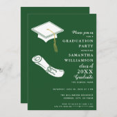 グリーンシンプル卒業党 招待状 (正面/裏面)